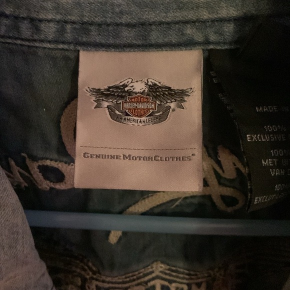 Harley Davidson 🦅denim snap up top Small - Picture 6 of 16